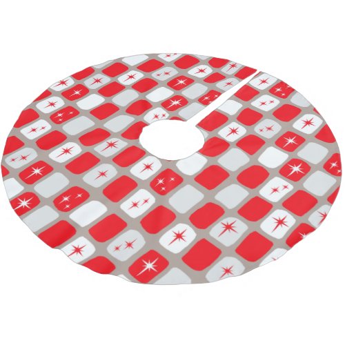 Retro Red Starburts Christmas Tree Skirt