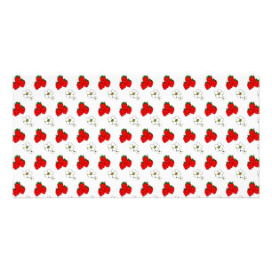 Retro Red Strawberry and Flower Pattern Card