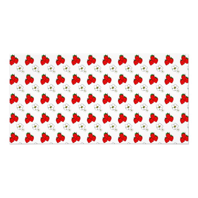 Retro Red Strawberry and Flower Pattern Card (Front)