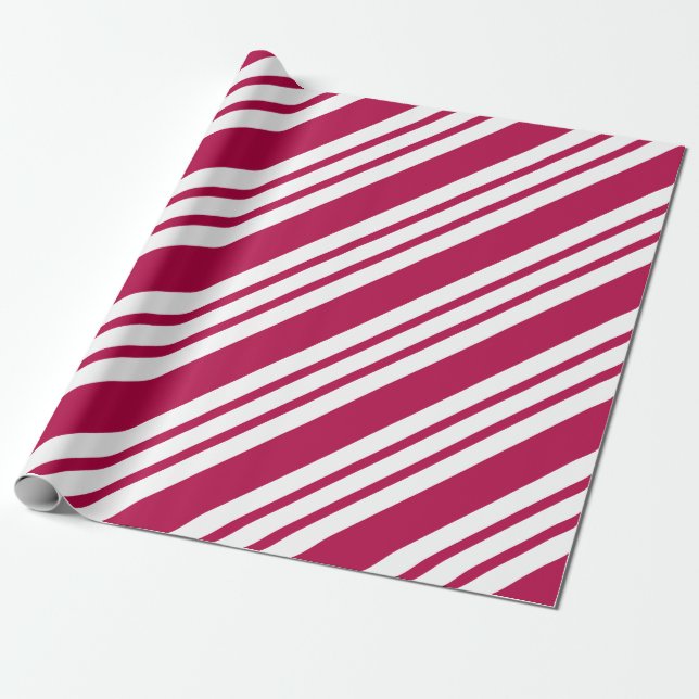 Retro Red Striped Christmas Candy Wrapping Paper (Unrolled)