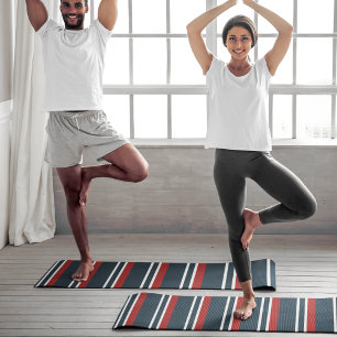 Retro Red Stripes Yoga Mat