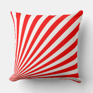 Retro Red Sun Rays Background Throw Pillow