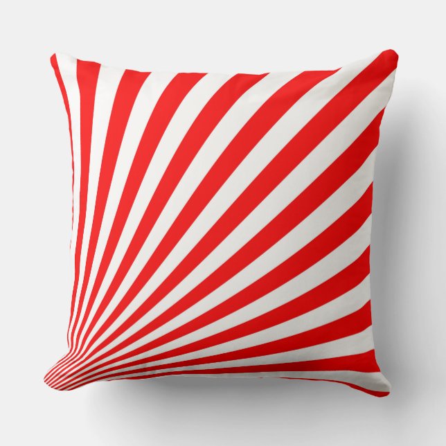 Retro Red Sun Rays Background Throw Pillow (Front)