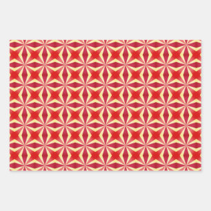 Retro Red Sunburst Pattern - Vintage 70s Starburst Wrapping Paper Sheets