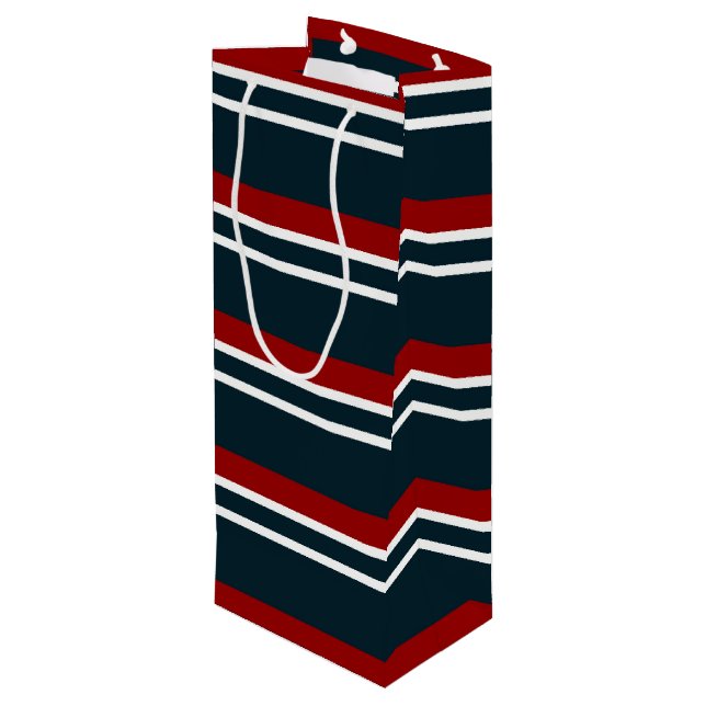 Retro Red Tartan Stripe Wine Gift Bag (Back Angled)