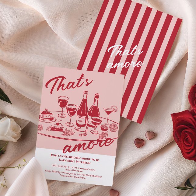 Retro red “that's amore” Bridal Shower Invitation (Creator Uploaded)