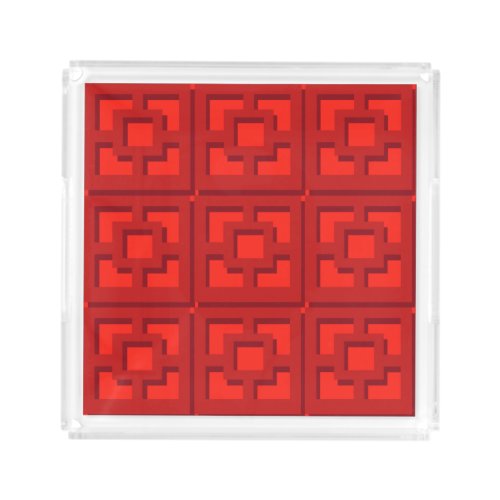 Retro Red Trellis Acrylic Tray