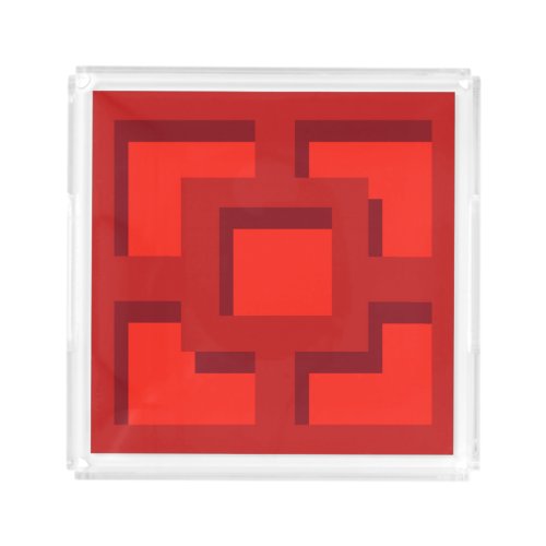 Retro Red Trellis Acrylic Tray