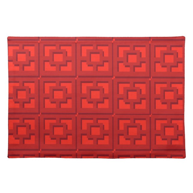 Retro Red Trellis Cloth Placemat (Front)