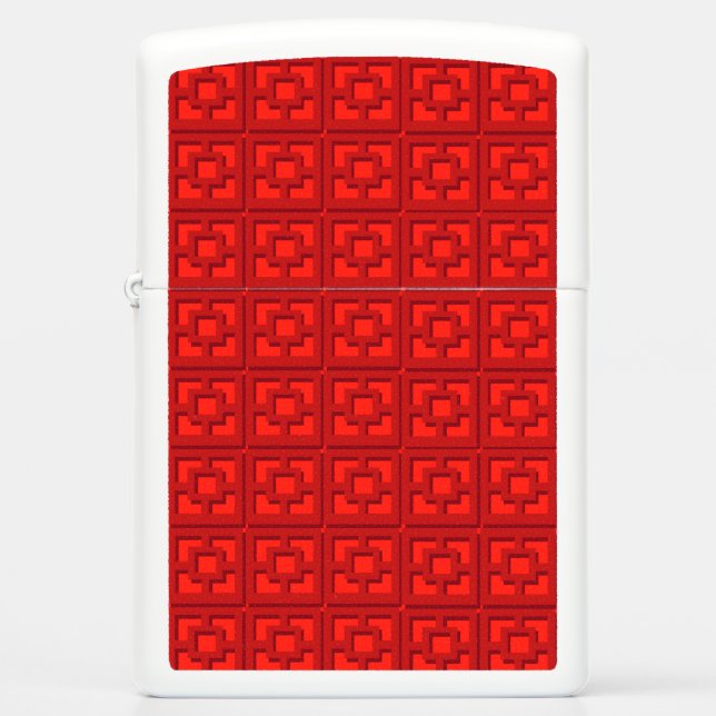 Retro Red Trellis Zippo Lighter (Front)