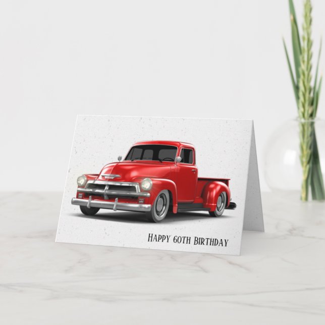 Retro Red Truck 60th Birthday Card (Front)