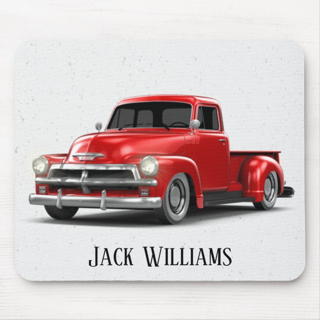 Retro Red Truck On Specks Mouse Pad (Front)