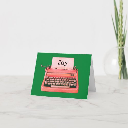 Retro Red Typewriter Cute Personalized Christmas Note Card