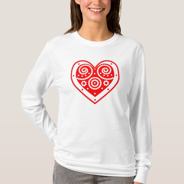 Retro Red Valentine Heart T-Shirt (Front)