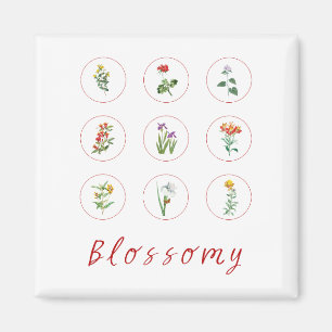 Retro Red Vintage Hibiscus Blossom Collage Design Magnet