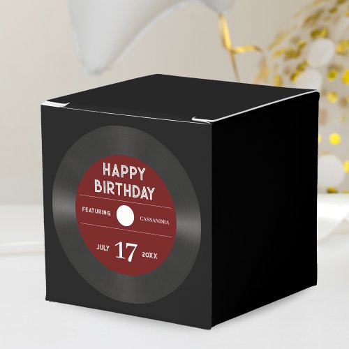 Retro Red Vinyl Record Black Happy Birthday Party Favor Boxes