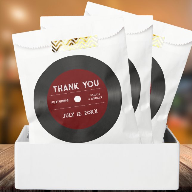 Retro Red Vinyl Record Black Wedding Thank You Favor Bag (Retro Red Vinyl Record Black Wedding Thank You Favor Bag)