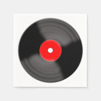 Retro Red Vinyl Record Party Napkins