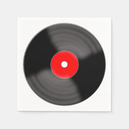 Retro Red Vinyl Record Party Napkins