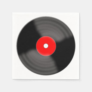 Retro Red Vinyl Record Party Napkins
