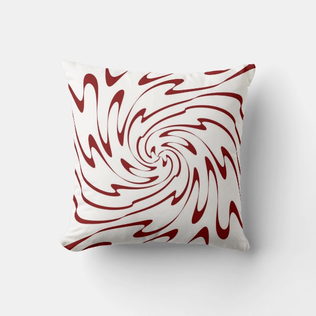 Retro Red Waves Abstract Art Throw Pillow (Front)