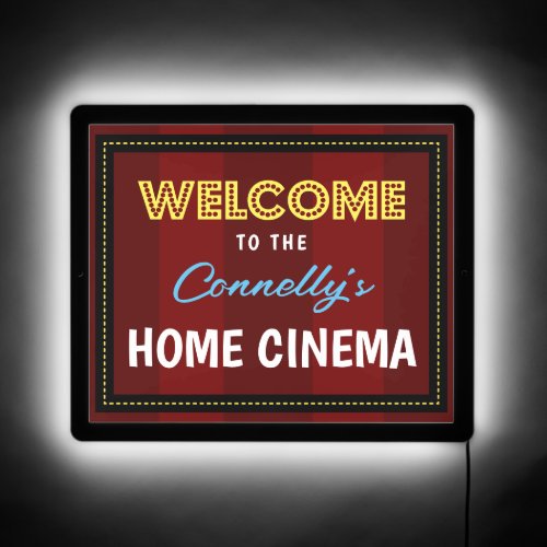 Retro Red Welcome Family Home Cinema LED Sign