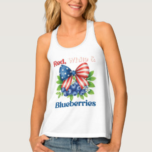 Retro Red, White and Blueberries Patriot USA Flag Tank Top