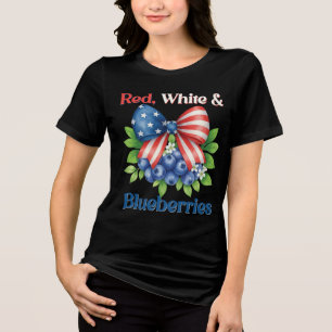 Retro Red, White and Blueberries Patriot USA Flag Tri-Blend Shirt