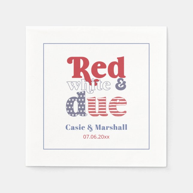 Retro Red White And Due Baby Shower Cookout Party Napkins (Front)