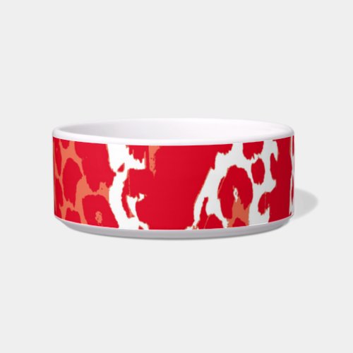 Retro red white animal print texture of leopard bowl