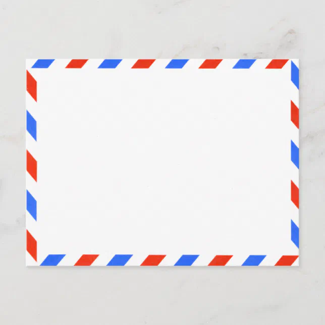 Retro Red White & Blue Old Fashioned Airmail Postcard 