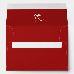 Retro Red & White Hand Drawn Bow Wedding Envelope