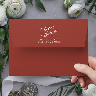 Retro Red & White Hand Drawn Bow Wedding Envelope
