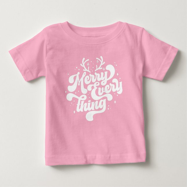 Retro Red White Merry everything Merry Christmas  Baby T-Shirt (Front)