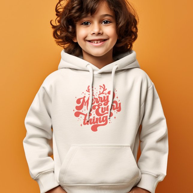 Retro Red White Merry everything Merry Christmas  Hoodie (Retro Red White Merry everything Merry Christmas Hoodie)