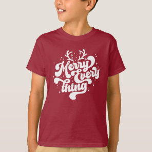 Retro Red White Merry everything Merry Christmas  T-Shirt