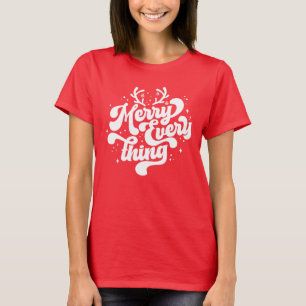 Retro Red White Merry everything Merry Christmas T-Shirt