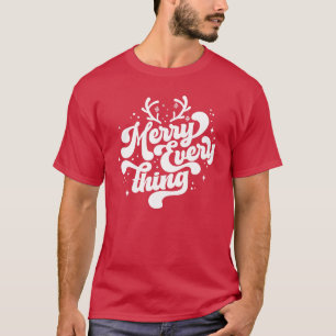 Retro Red White Merry everything Merry Christmas  T-Shirt