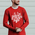 Retro Red White Merry everything Merry Christmas  T-Shirt<br><div class="desc">Retro Merry everything Merry Christmas!  This design is perfect for any time of the year! Whether it's a holiday or not,  it's an excellent way to show off your Christmas cheer.  Gift yourself,  friends and family a merry Christmas!</div>