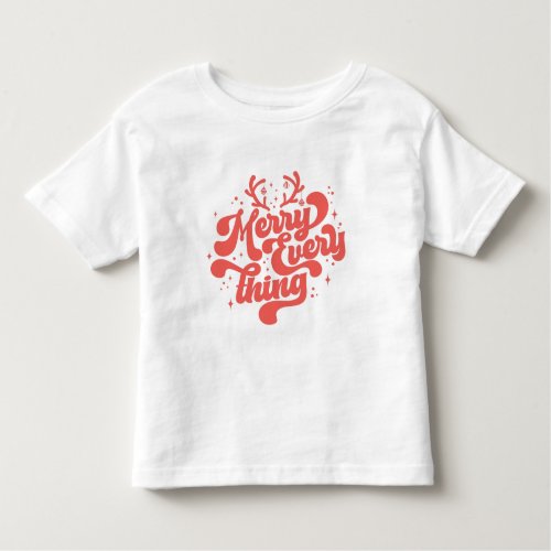 Retro Red White Merry everything Merry Christmas  Toddler T_shirt