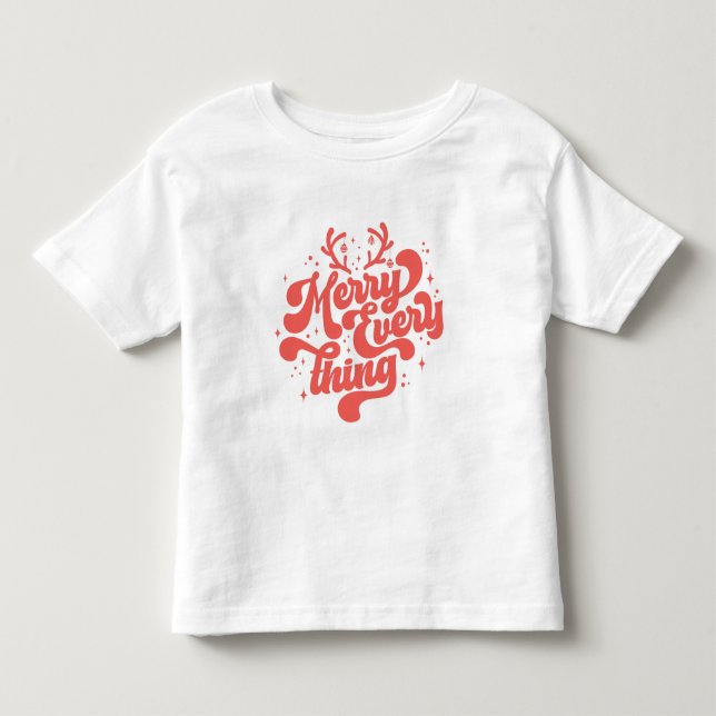 Retro Red White Merry everything Merry Christmas  Toddler T-shirt (Front)