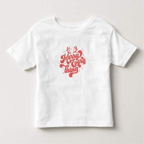 Retro Red White Merry everything Merry Christmas   Toddler T_shirt