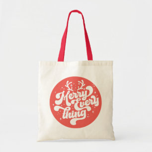 Retro Red White Merry everything Merry Christmas Tote Bag