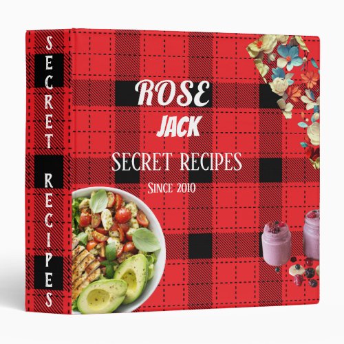 Retro Red White Plaid Picnic Cookbook 3 Ring Binder