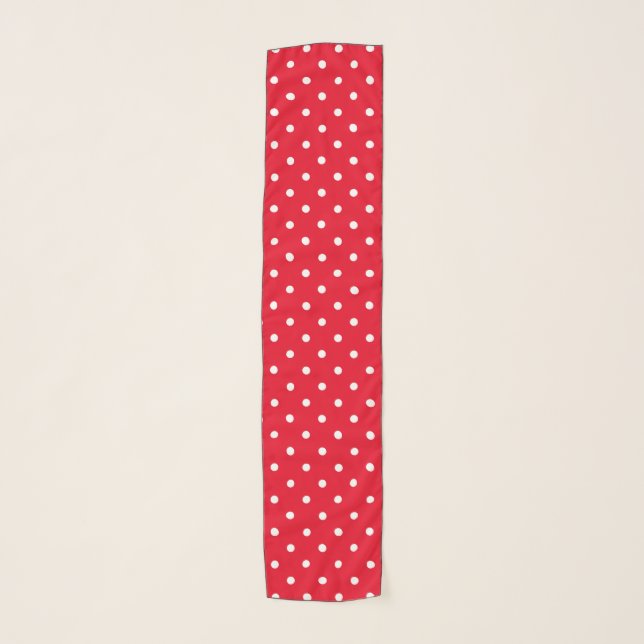 Retro Red White Polka Dots Scarf (Front)