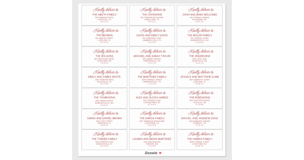 Retro Red & White Wedding Guest Address Labels | Zazzle