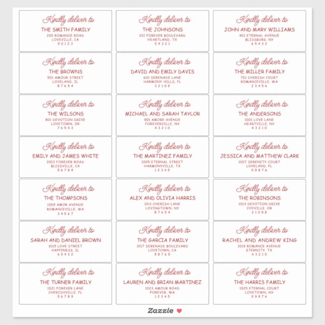 Retro Red & White Wedding Guest Address Labels (Sheet)