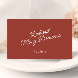 Retro Red & White Wedding Guest Name Place Card