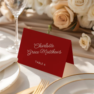 Retro Red & White Wedding Guest Name Place Card