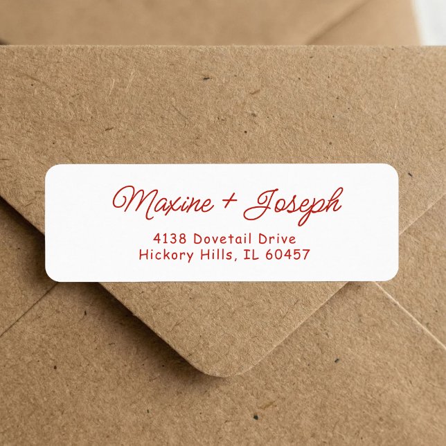 Retro Red & White Wedding Return Address Label (Retro red and white wedding return address label adds vintage flair to every envelope.)